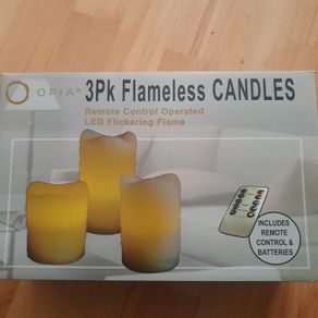 Flameless Led Pillar Candles/Set of Three Romote Controlled/Sizes: 8cm x 10cm, 8cm x 12.5cm & 8cm x 14.5cm ..Final Price Drop