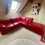 Genuine Leather Sofa & Poof Image 4