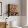 _Bathroom Cabinet, Bathroom Cabinet, Wall Cabinet, Storage Cabinet, with 2 Doors, Adjustable Shelves, with Hair Dryer Holder, Industrial Design, Vintage Brown/Black Image 3