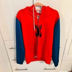 Into the Spiderverse Miles Morales Spider-Man Zip-Up Hoodie (Red/Blue)