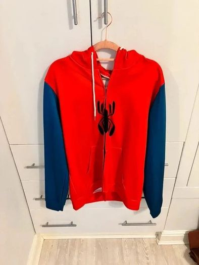 Into the Spiderverse Miles Morales Spider-Man Zip-Up Hoodie (Red/Blue)
