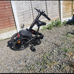 Electric bike  fully foldable used a handful of times paid 600 for it, comes with original charger pump.and basket. Up to 25km per hr. Max weight 100kg. A small screw came out at the top easily replaced. Price not negotiable