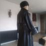womans black faux leather trench coat Image 2