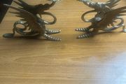 2 Antique solid brass  Dragon  candle sticks