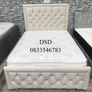 King Bed Light Silver Fabric Image 2
