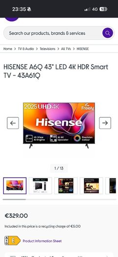 hisense 43 inch LED 4k tv