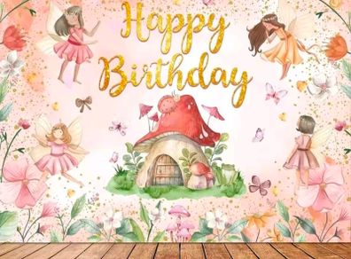Fairy birthday backdrop - size XL