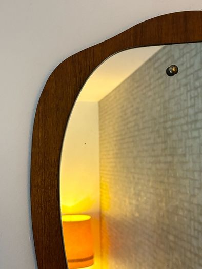 Vintage Retro Mid Century Asymmetrical Teak Mirror
