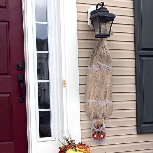 35inch Halloween Animated Hanging Corpse with LED Light Up Eyes & Sound Effect for Indoor and Outdoor Decorations
