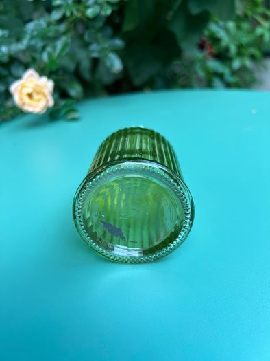 Vintage green ribbed glass scent bottle Price drop