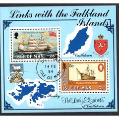 1984 Isle of Man Links with the Falkland Islands Commemorative Stamps Miniature Sheet Fine Used (Douglas cancel 14th February 1984)