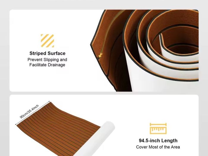 2.4meter x90cm Self-Adhesive EVA Foam Marine Boat Yacht Flooring Faux