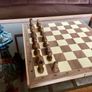 Vintage Style Marquetry Inlaid Folding Wooden Chess Checkers Draughts Pop Board Chess Pieces & Counters Image 3