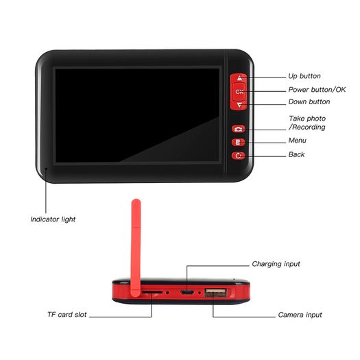 5M hard wire F200 HD1080P 8MM Lens Screen inspection endoscope camera waterproof borescope 4.3 inch HD TFT IPS Screen camera Car Monitor
