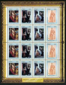 2003 Ireland 140th Anniversary of the National Gallery of Ireland (Self-portrait, Man writing letter, Woman reading letter & Woman from back) Commemorative Stamps Sheetlet Mint Never Hinged (MNH)