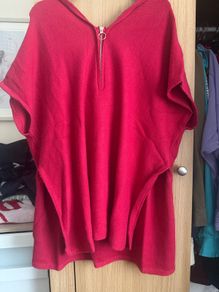 ladies oversized red hooded top
