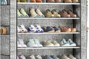 10 Tier Shoe Rack Cabinet with Dustproof Cover, Large Capacity Shoe Stand Metal Frame, Shoe Racks Storage Space Saver for 50-56 Pairs Shoes, Shoe Shelves for Inside Wardrobe, Living Room,Hallway