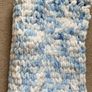 Handknit baby blanket super soft chenille yarn baby blue and white mix. Image 2