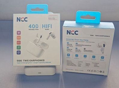 NEW Latest Design NCC S66 TWS Wireless Earbuds White.
