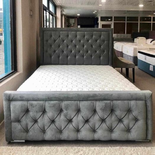 Cream Panel Border bed And Mattress