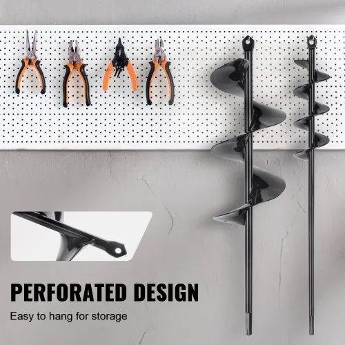 Auger Drill Bits for Planting Set of 2, Garden Auger Drill Bit, Spiral Drill Bit for Post Hole Digger, Bulbs Planting & Holes Digging, for 3/8" Hex Drive Drill