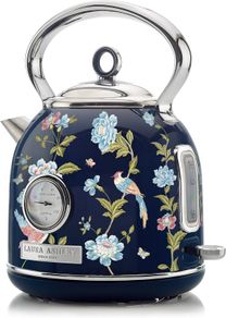 Navy 1.7 Litre Stainless Steel Electric Kettle - 3KW Kettles Electric Fast Boil Quiet - Pyramid, Retro Kettle Cordless with 360 Degree Base, Overheating & Boil Dry Protection