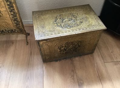 Brass Fire screen. coal box