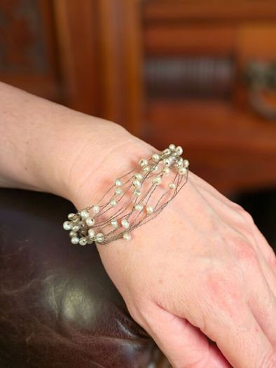 Vintage 925 Sterling Silver & Freshwater Pearls Bracelet