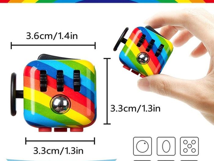 Rainbow Fidget Cube with 6 Sides Stress Relief Fiddle Toys Autism Sensory Toys Fidget Toys for Adults and Kids