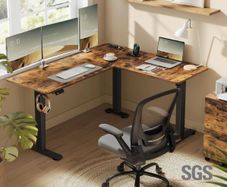 Vintage Height Adjustable Desk L shaped Corner Desk 160 x 140 cm