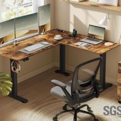 Vintage Height Adjustable Desk L shaped Corner Desk 160 x 140 cm