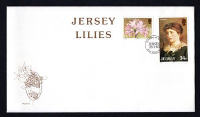 1986 Jersey Jersey Lilies Commemorative Stamps First Day Cover (FDC)