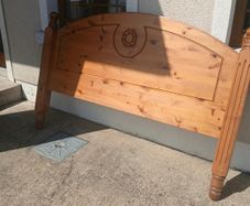 King size storage divan and pine headboard
