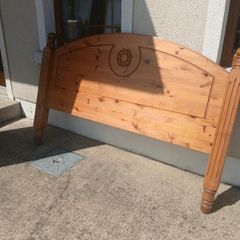 King size storage divan and pine headboard