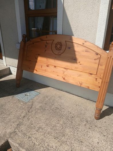 King size storage divan and pine headboard