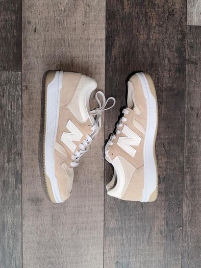 New Balance 480 Trainers UK 8 Beige Cream Suede Leather Retro Casual Sneakers