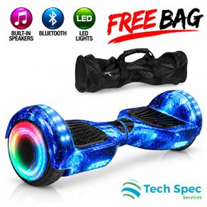 6.5 inch Blue Galaxy Hoverboard with Bluetooth, 4 LED Lights & Carry Bag