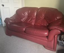 Leather couch, burgundy colour