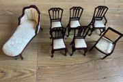 Quality Dolls House Mahogany Furniture Set 7 Pieces
