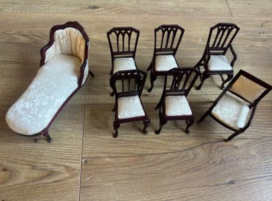 Quality Dolls House Mahogany Furniture Set 7 Pieces