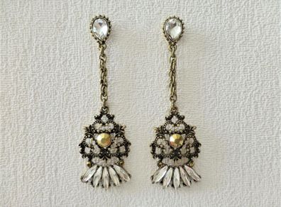 Art Deco Vintage Style Drop Dangle Crystal Earrings