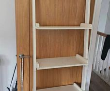 White Wooden Ladder Bookshelf / Leaning Wall Shelves 5 Tier