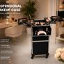 Rolling Makeup Case with Wheels Lockable Beauty Trolley Cosmetic Storage Case Black Image 7
