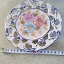 Vintage  19 cm. dimeter flowery  hinging wall plat made in Portugal. Image 2