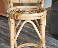 Vintage stool bamboo and wicker rattan