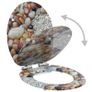 WC Toilet Seats 2 pcs with Soft Close Lids MDF Pebbles Design Image 3