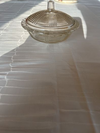 Mid-Century Modern Clear Glass Lidded Sugar Bowl / Candy Dish