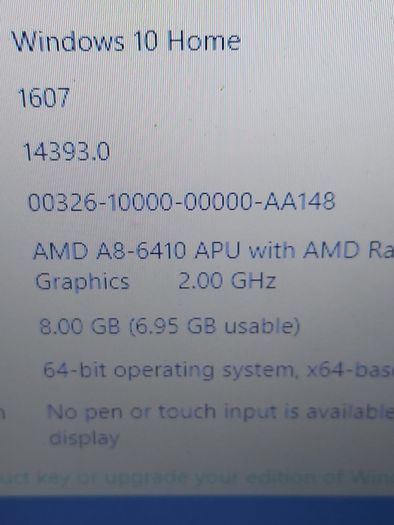 HP 15.6 inch Laptop, Model 15-af092sa, AMD A8-6410 APU with AMD Radeon Graphics, 2.0GHz, 8GB Ram, 1 Terrabyte HDD, Windows 10, Microsoft Edge, Chrome and VLC