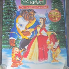 Beauty and the Beast Enchanted Christmas Vintage Poster 1998 Disney Classics Promotional Video Release 24inch x 33inch