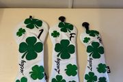 White Four Leaf Clover Golf Head Cover Set